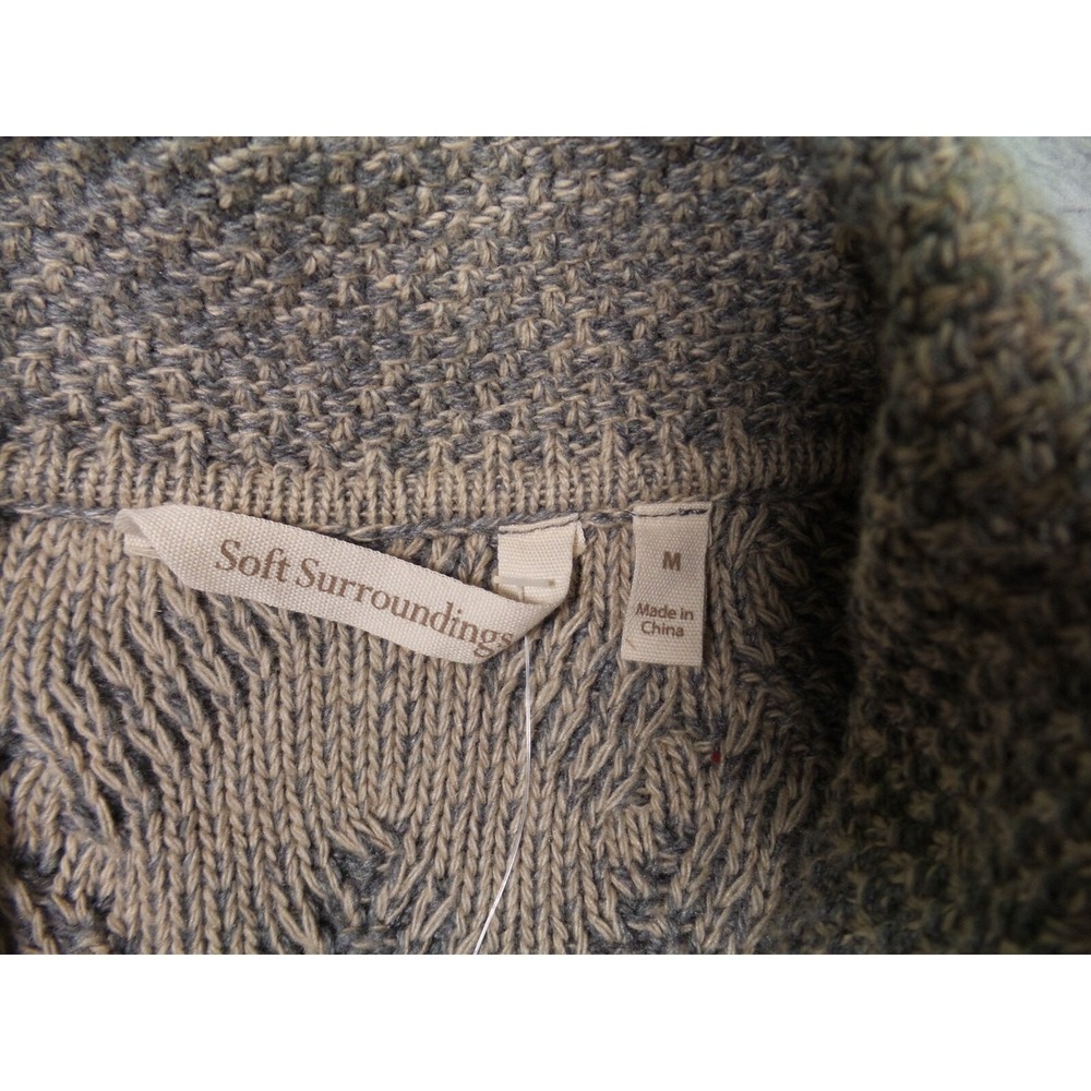 Soft Surroundings Sweater Womens Size Medium Beige Gray Open Front Cardigan NWT - Picture 9 of 15